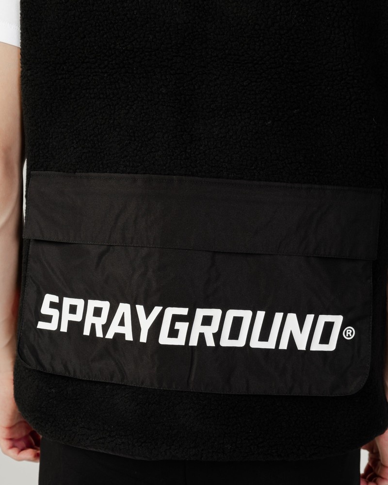 Black Sprayground Gilets Teddy Men's Vest | 991414276