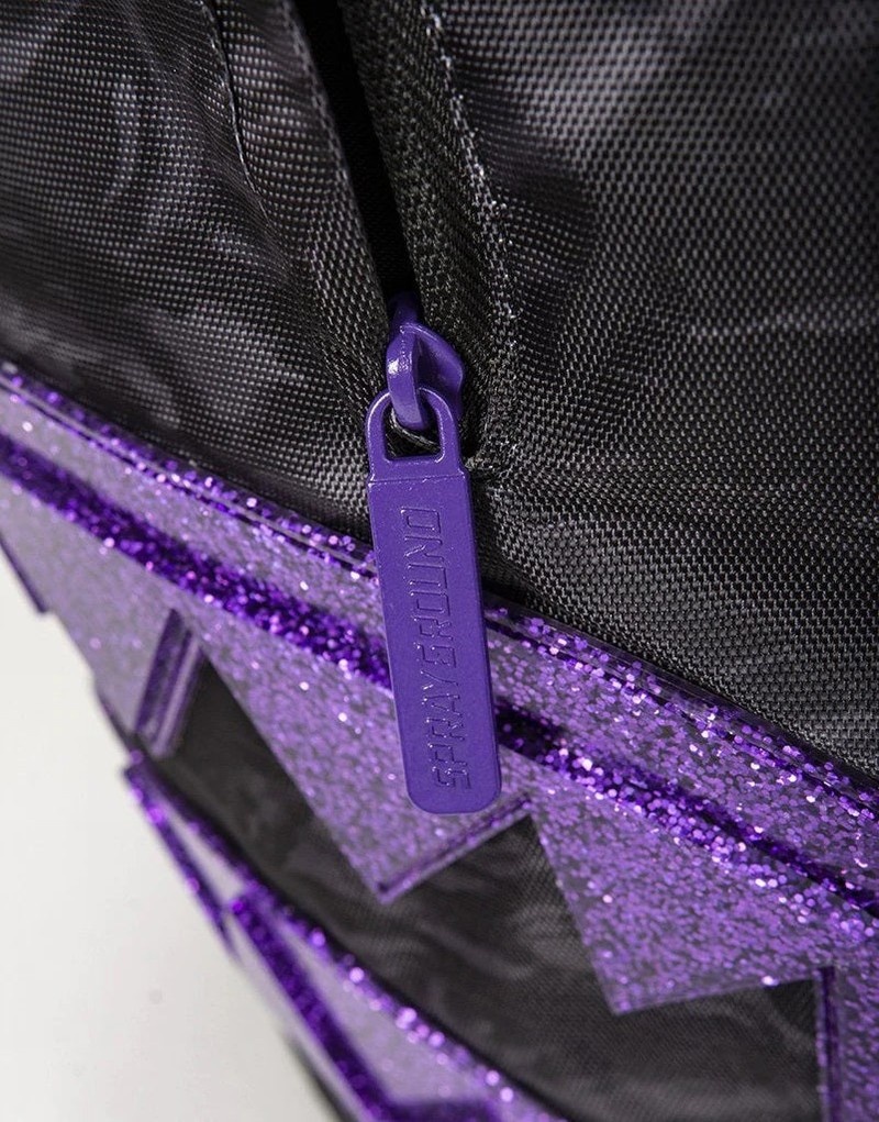Black Sprayground Glitter Shark Men's Backpacks | 295943178