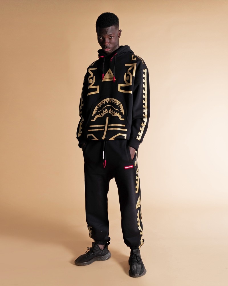 Black Sprayground Golden A.I Men's Hoodie | 729970124