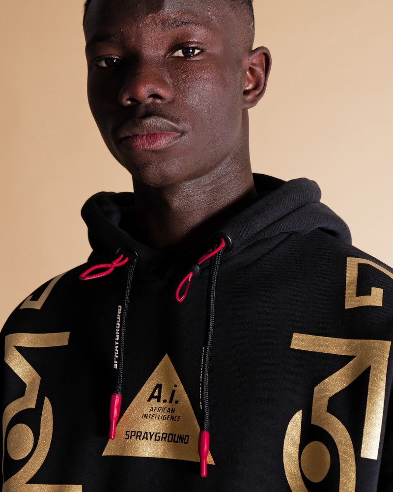 Black Sprayground Golden A.I Men's Hoodie | 729970124