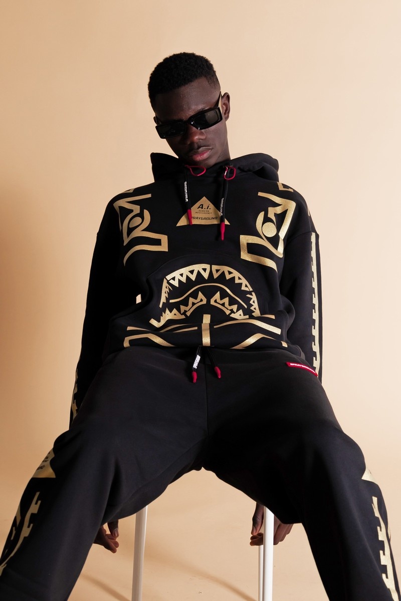 Black Sprayground Golden A.I Men's Hoodie | 729970124