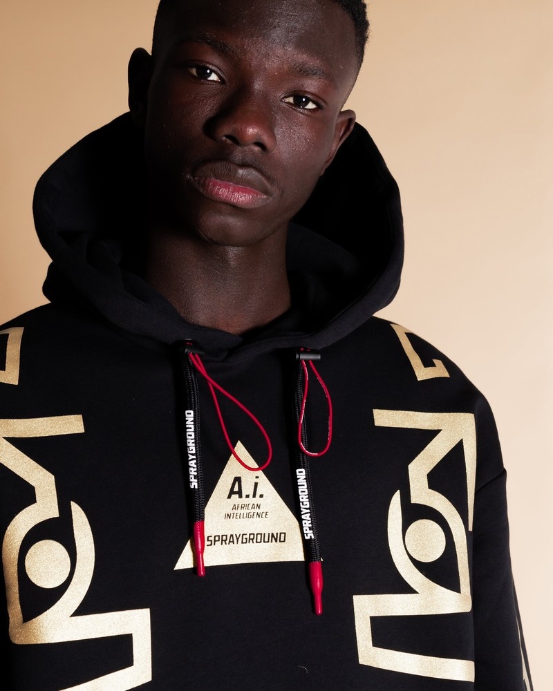 Black Sprayground Golden A.I Men's Hoodie | 729970124