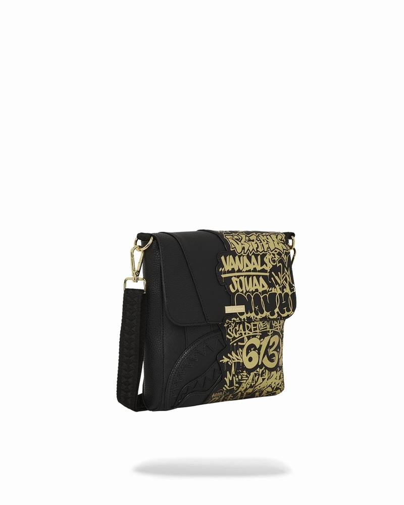 Black Sprayground Half Graff Glide Men's Messenger Bags | 247143737