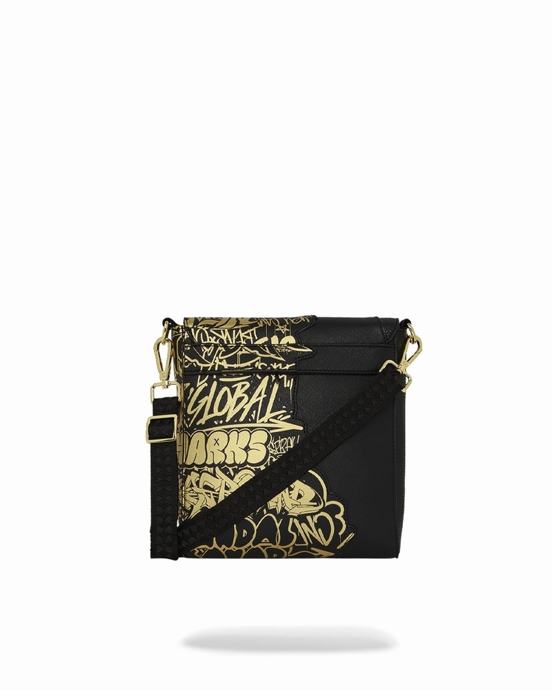 Black Sprayground Half Graff Glide Men's Messenger Bags | 247143737
