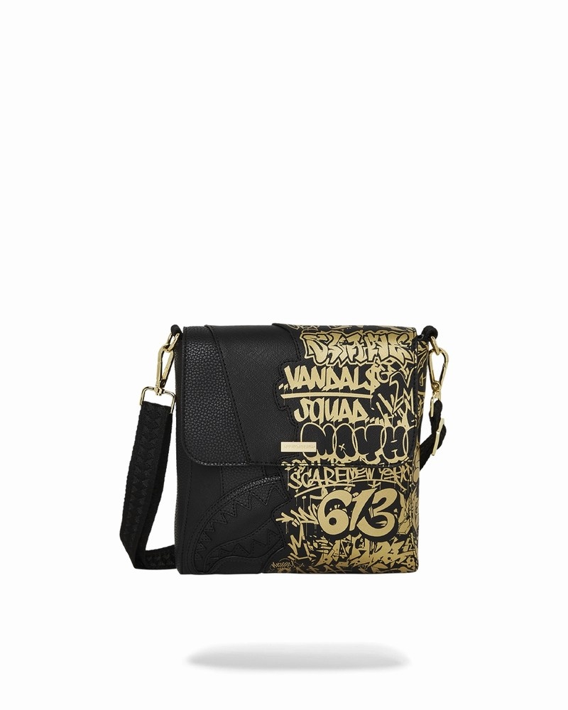 Black Sprayground Half Graff Glide Men\'s Messenger Bags | 247143737