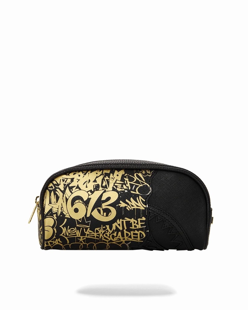 Black Sprayground Half Graff Gold Men's Pouches | 802734312