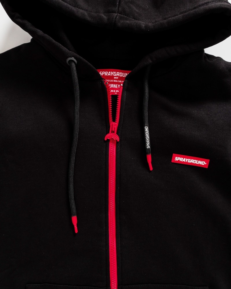 Black Sprayground Hidden In The Zipper Shark Fullzip Men's Hoodie | 259918725
