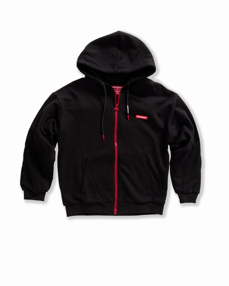 Black Sprayground Hidden In The Zipper Shark Fullzip Men\'s Hoodie | 259918725