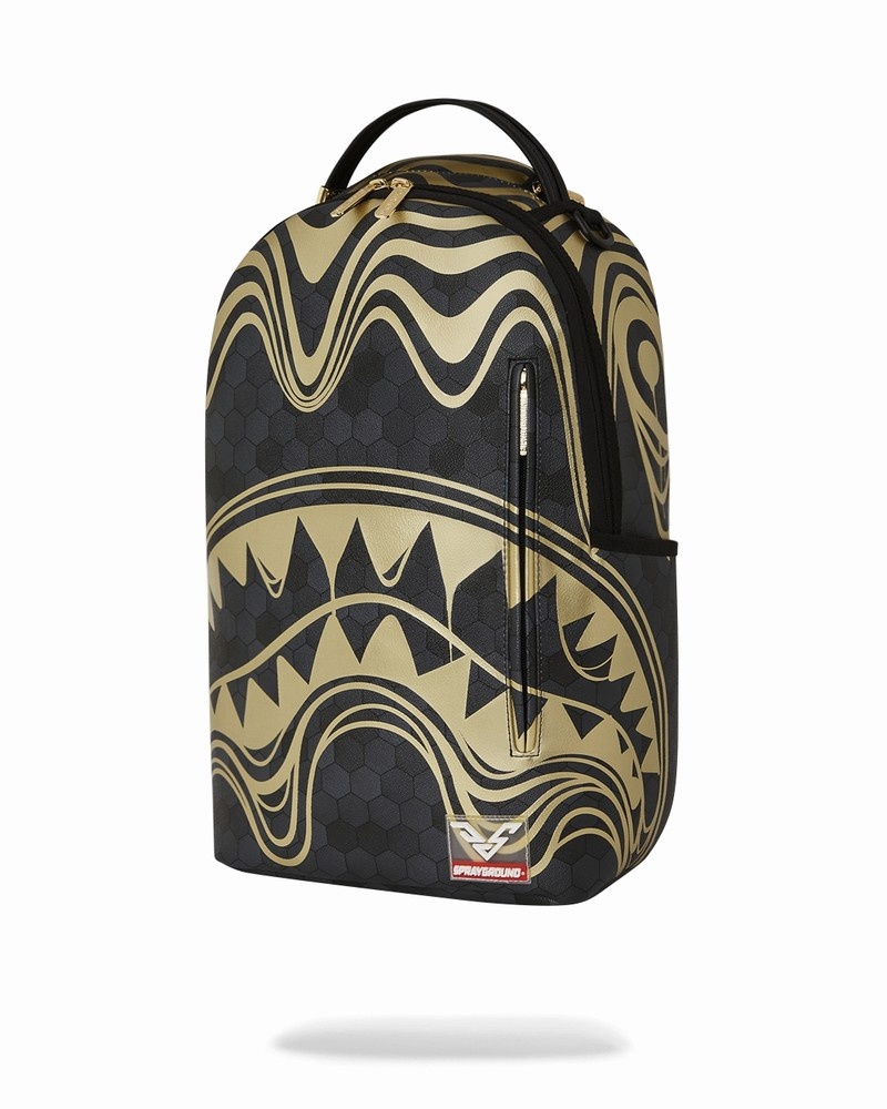 Black Sprayground Honeycomb Devonta Smith Collab Men's Backpacks | 789591337