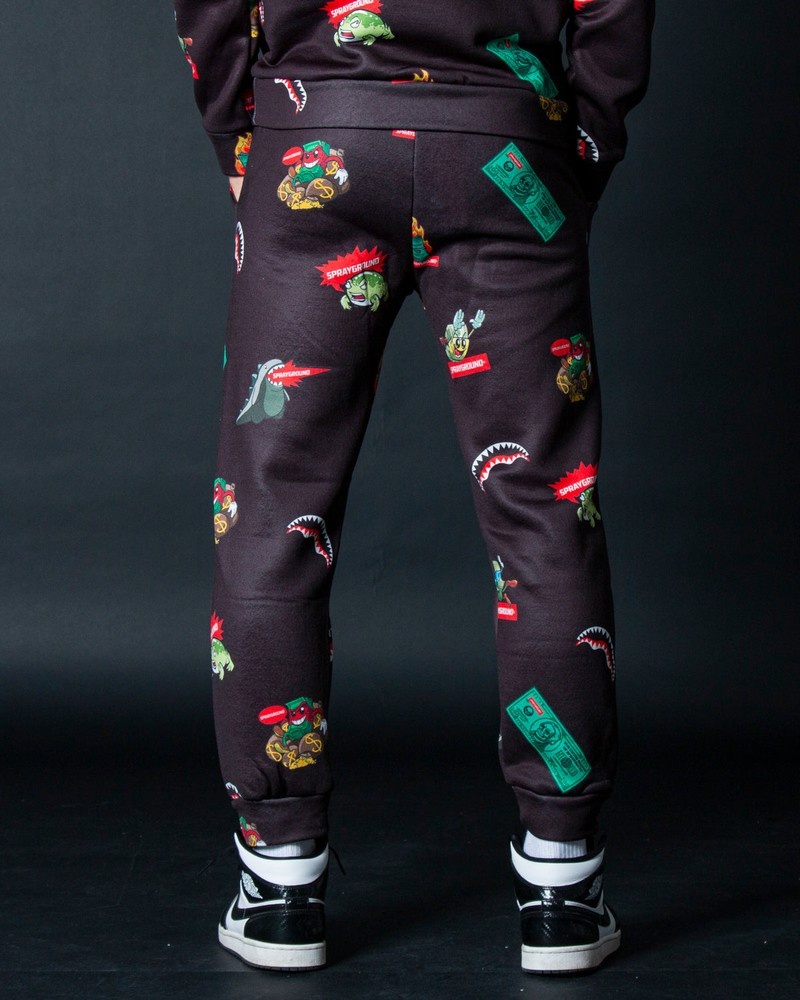 Black Sprayground Joggers Patch All-in Men's Pants | 183119798