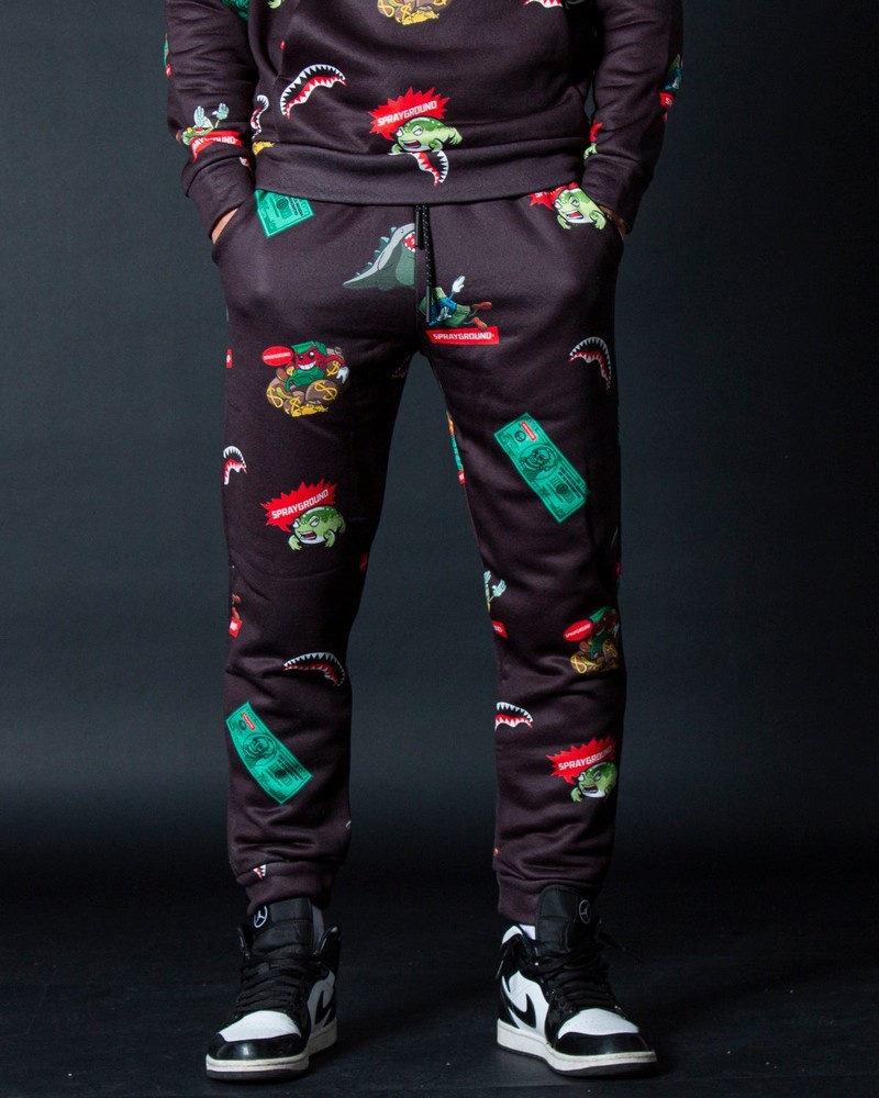 Black Sprayground Joggers Patch All-in Men\'s Pants | 183119798