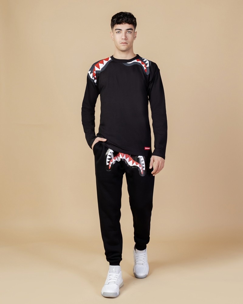 Black Sprayground Joggers Smooth Front Men's Pants | 595455828