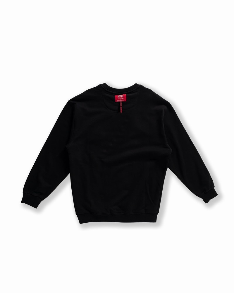 Black Sprayground Label Shark Crewneck Men's Sweatshirts | 256681122