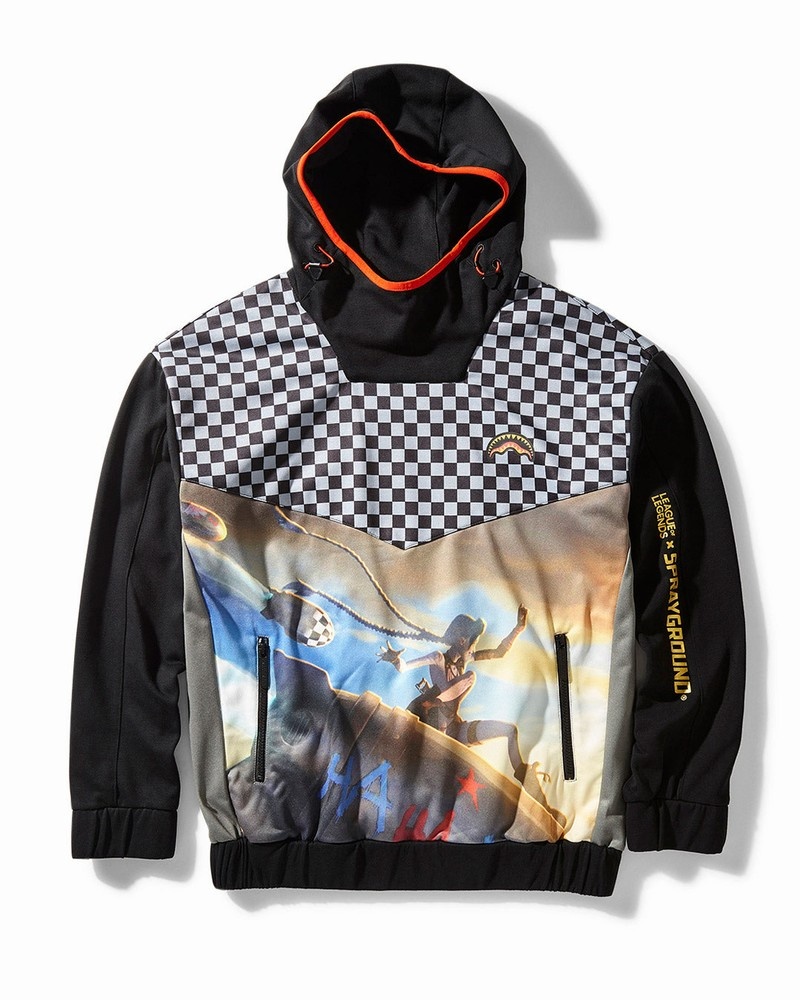 Black Sprayground Lol Jinx Checkered Zip Men\'s Hoodie | 675175915