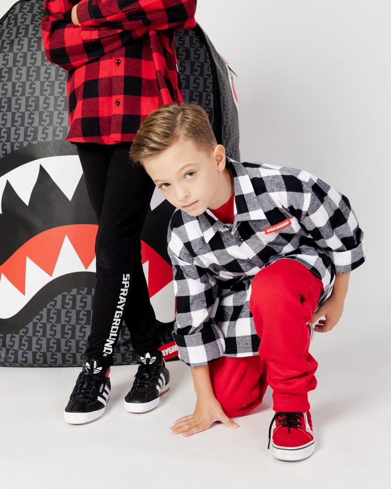 Black Sprayground Long-sleeved Check Flan Kids' Shirts | 120531146