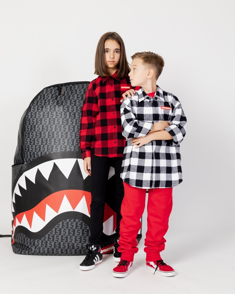 Black Sprayground Long-sleeved Check Flan Kids' Shirts | 120531146