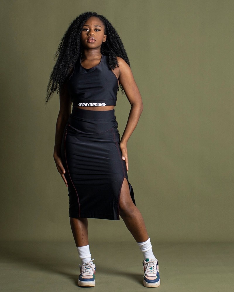 Black Sprayground Longuette Skirts Tinta Unita Women's Skirts | 80317977