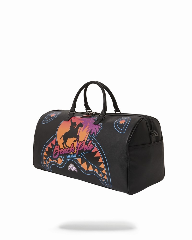 Black Sprayground Miami Beach Polo Collab Men's Duffle Bags | 804761581