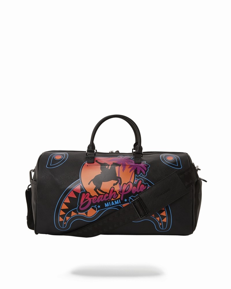 Black Sprayground Miami Beach Polo Collab Men's Duffle Bags | 804761581