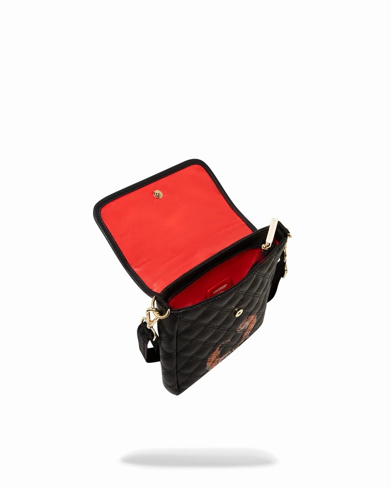 Black Sprayground Money Tigers Sling Men's Messenger Bags | 413051414