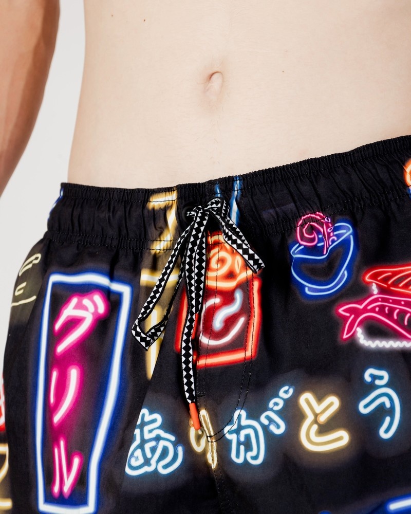 Black Sprayground Neon Men's Swim Shorts | 490162327