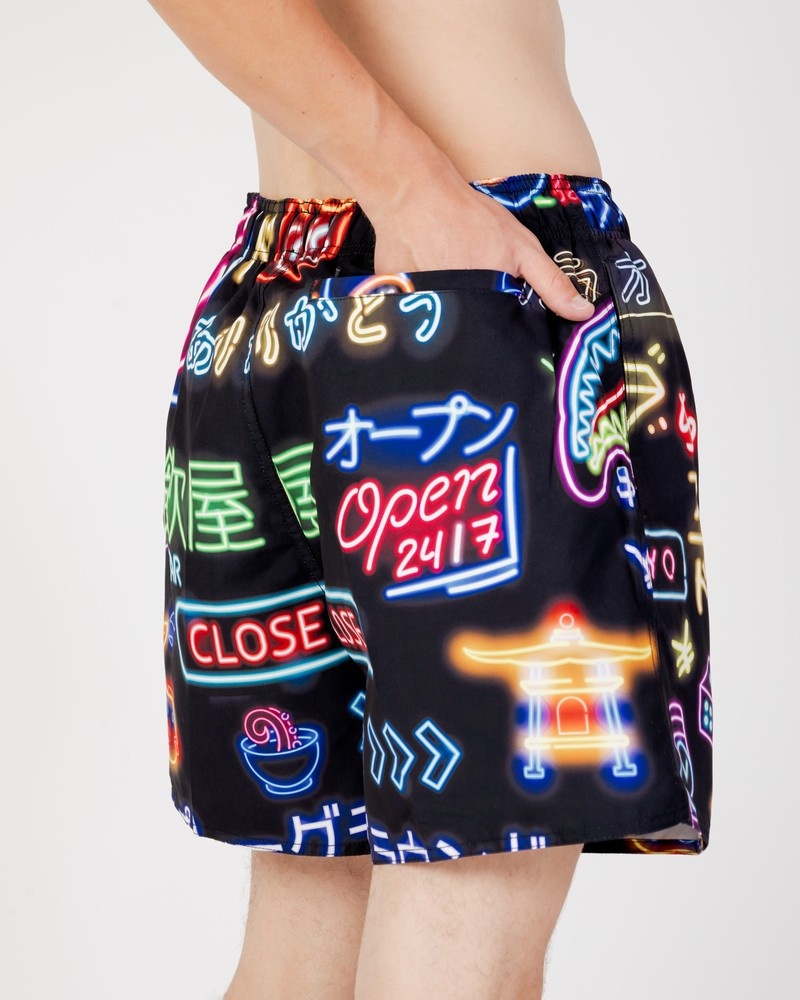 Black Sprayground Neon Men's Swim Shorts | 490162327