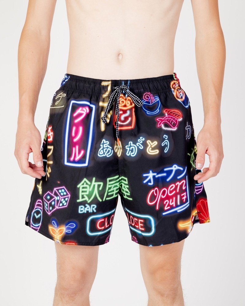 Black Sprayground Neon Men\'s Swim Shorts | 490162327