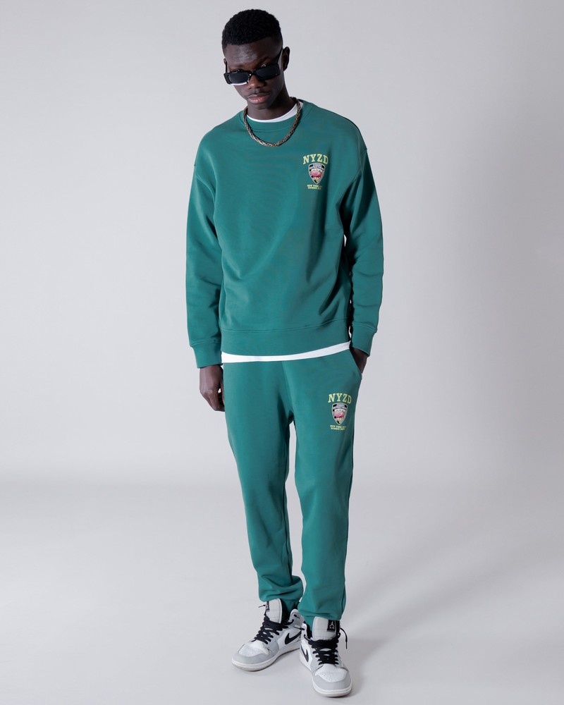 Black Sprayground Nyzd Crewneck Green Men's Sweatshirts | 4133539