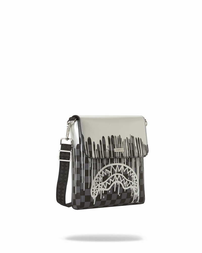 Black Sprayground Platinum Drips Men's Messenger Bags | 420976578
