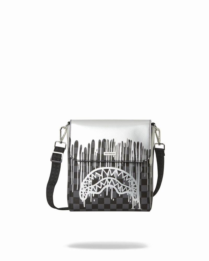 Black Sprayground Platinum Drips Men\'s Messenger Bags | 420976578