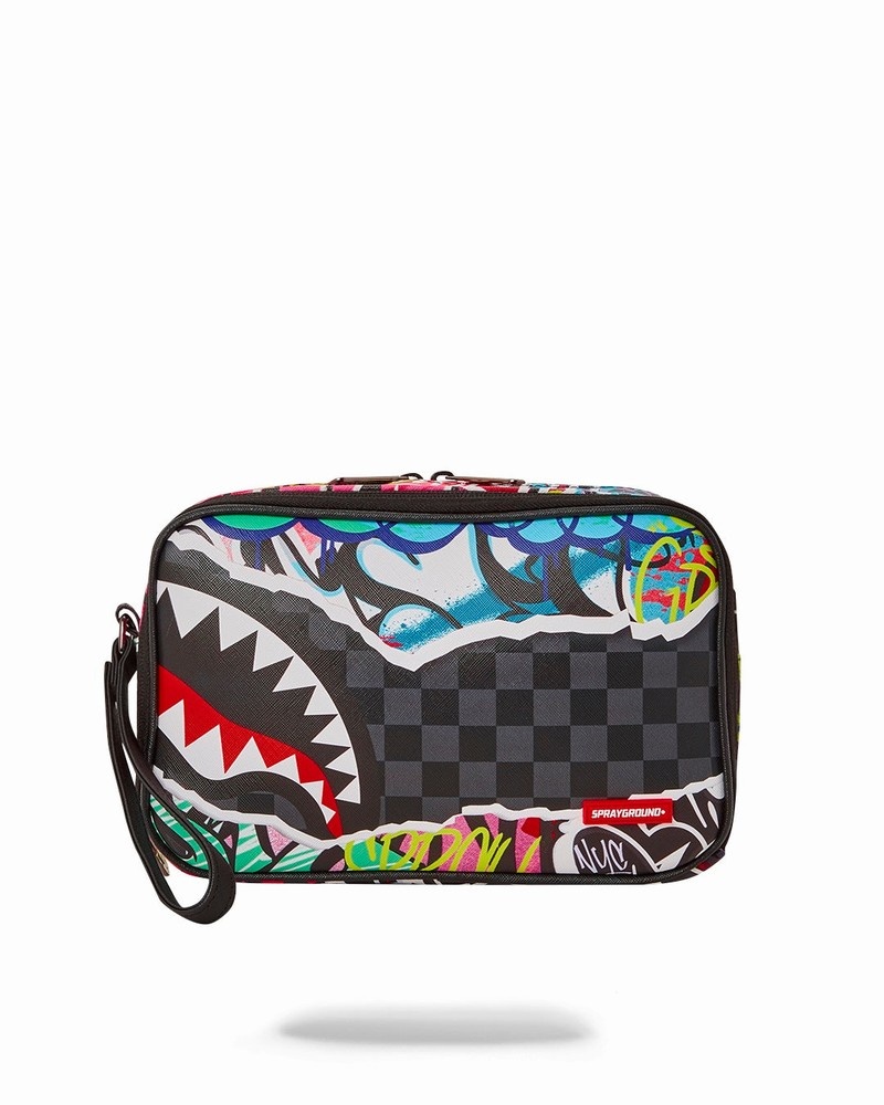Black Sprayground Pochette Pull Away Men\'s Toiletry Bags | 258865389