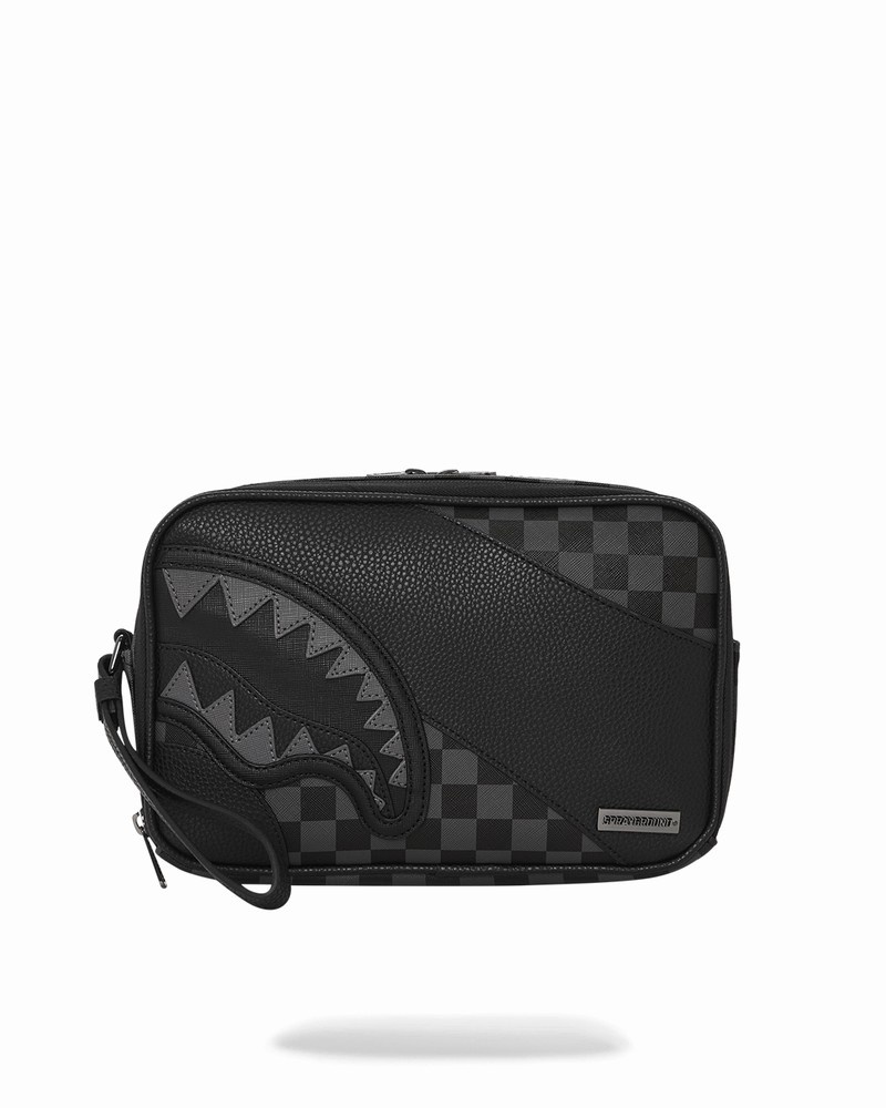 Black Sprayground Raceway Shadow Phantom Brickside Men\'s Toiletry Bags | 870258516