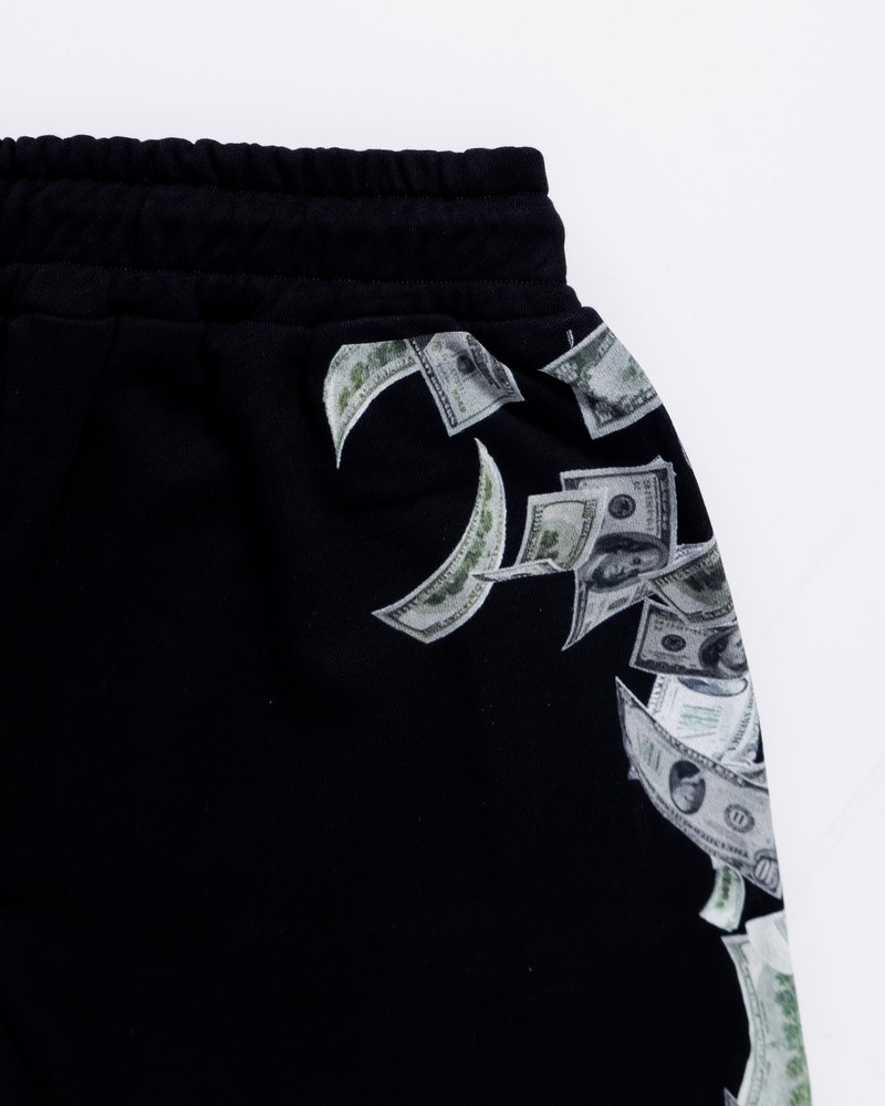 Black Sprayground Raining Money Men's Shorts | 48798755