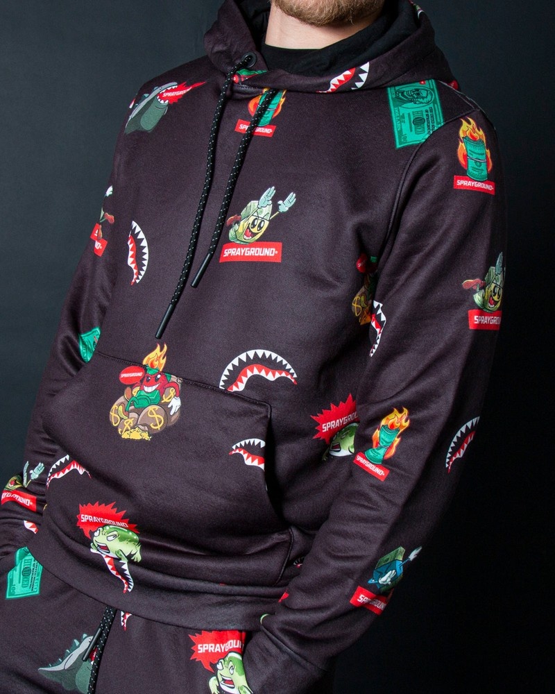 Black Sprayground Rattle Stacks Men's Hoodie | 490598304