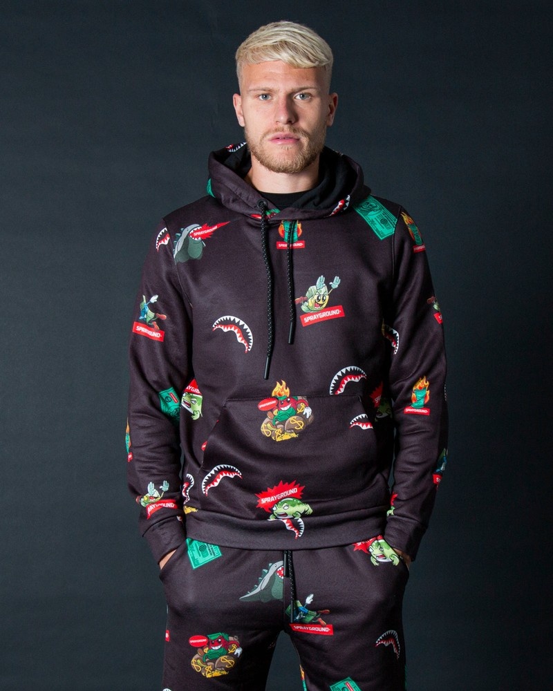Black Sprayground Rattle Stacks Men\'s Hoodie | 490598304