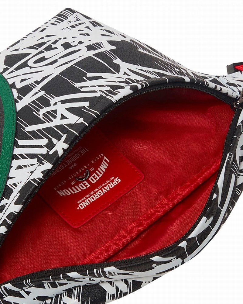 Black Sprayground Scribble Shark Men's Waist Bags | 941735102