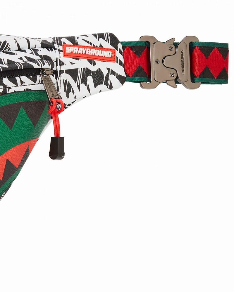 Black Sprayground Scribble Shark Men's Waist Bags | 941735102