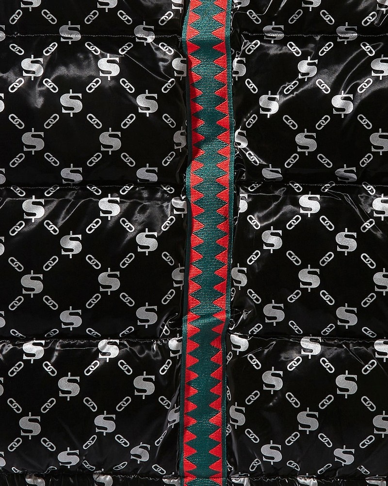 Black Sprayground Sg Logo Glossy Women's Down Jackets | 270605063