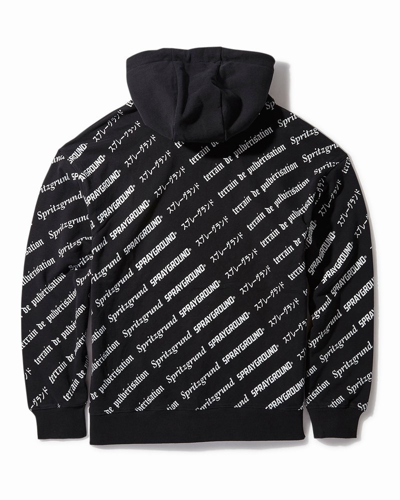 Black Sprayground Sg Logo Repeat Pullover Men's Hoodie | 629133278