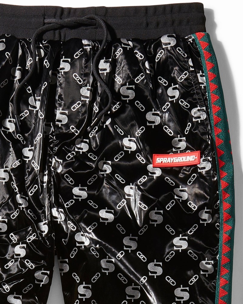 Black Sprayground Sg Logo-vsm Glossy Men's Joggers | 492401053