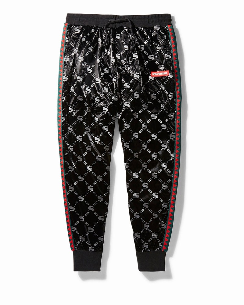 Black Sprayground Sg Logo-vsm Glossy Men\'s Joggers | 492401053