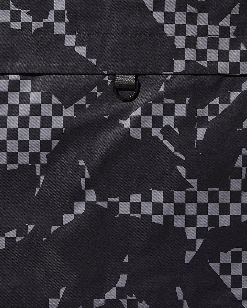 Black Sprayground Shark Camo Fur Hood Women's Jackets | 197632738
