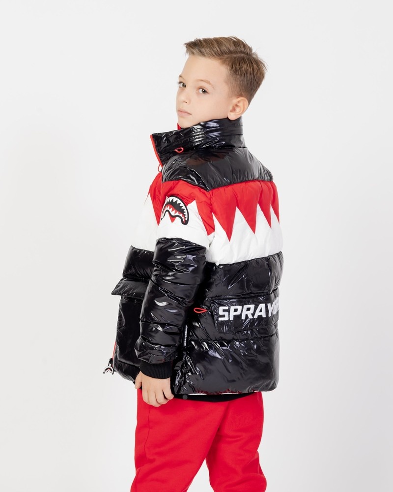 Black Sprayground Shark Kids' Down Jackets | 970171995