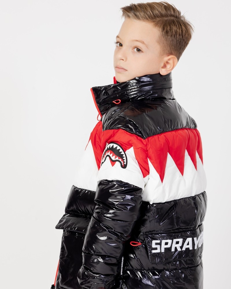 Black Sprayground Shark Kids' Down Jackets | 970171995