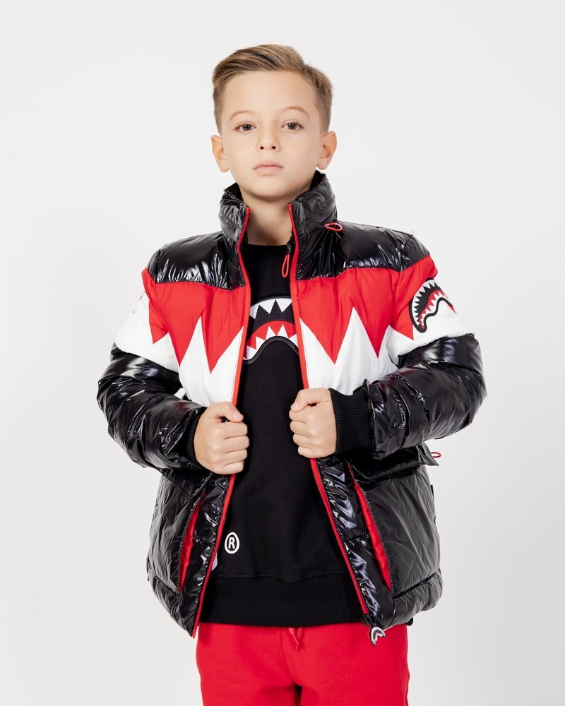 Black Sprayground Shark Kids\' Down Jackets | 970171995