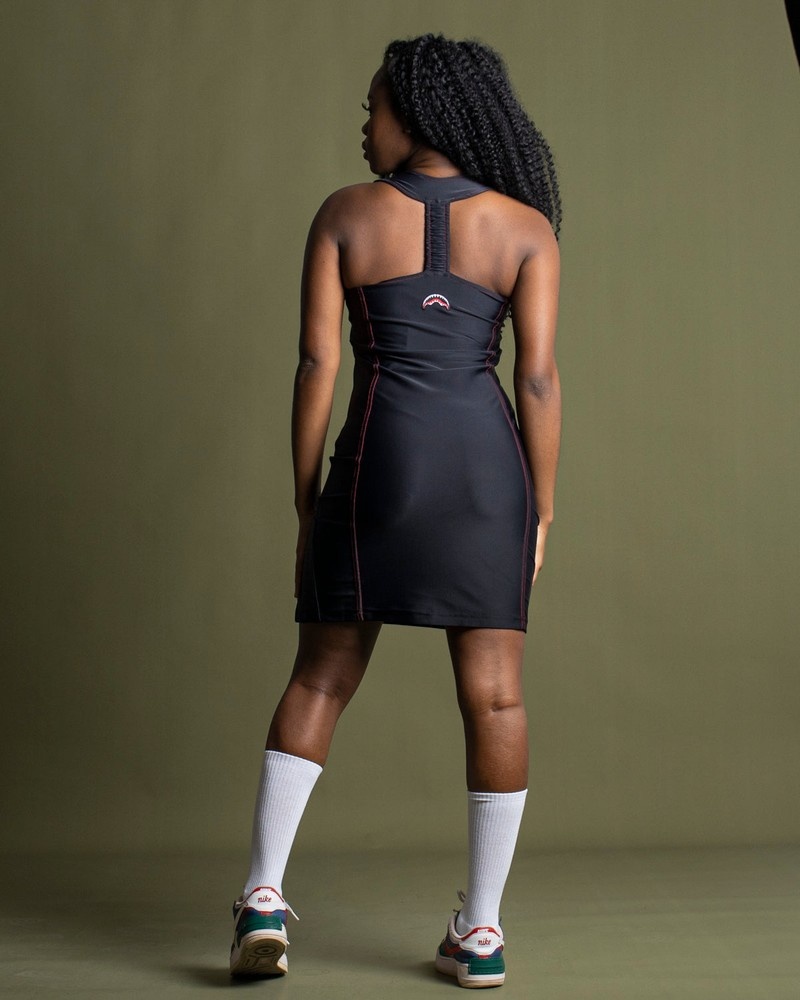 Black Sprayground Shark Minidress Women's Midi Dress | 46165537