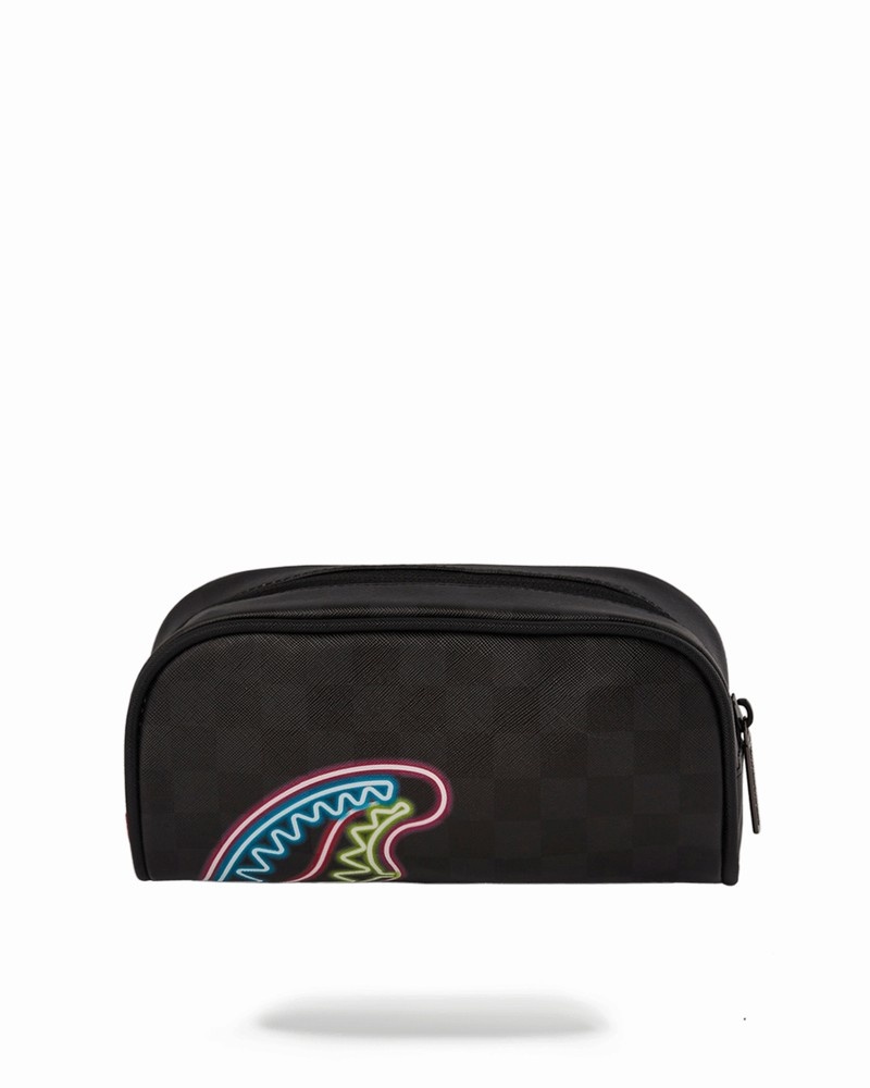 Black Sprayground Sharks In Paris Glow Men's Pouches | 160998289