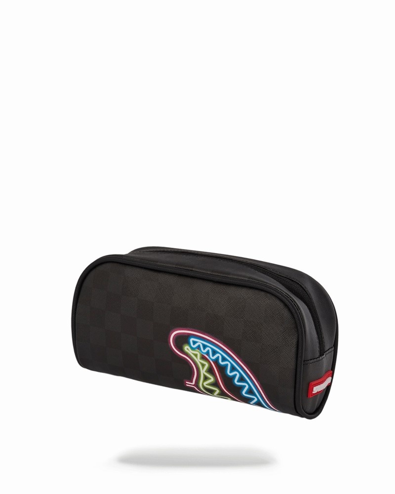 Black Sprayground Sharks In Paris Glow Men's Pouches | 160998289