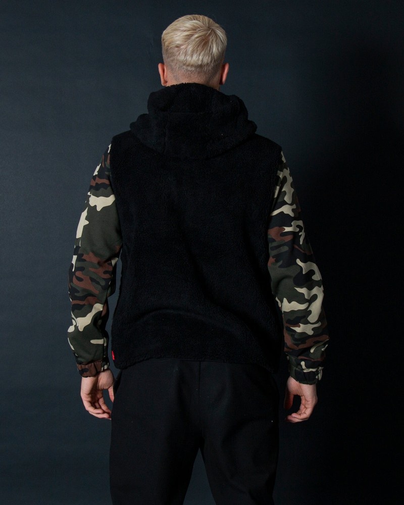 Black Sprayground Split The Check Crew Men's Hoodie | 38093968
