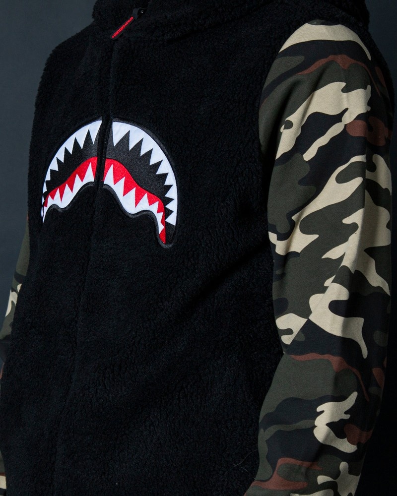 Black Sprayground Split The Check Crew Men's Hoodie | 38093968